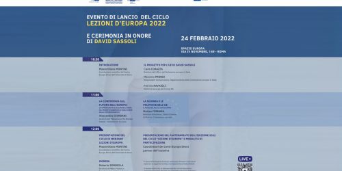 Evento di lancio dell’edizione 2022 del ciclo: “Lezioni d’Europa” e cerimonia in onore di David Sassoli